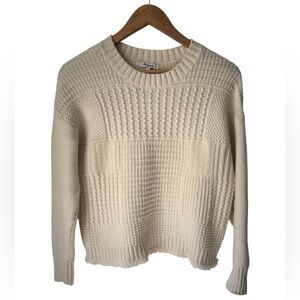 Madewell Stitchmix Pullover Cream Crew Neck Sweater